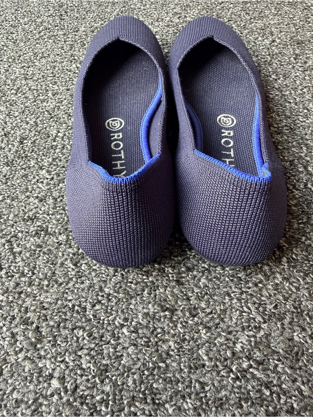 Rothy's Navy Rounded Toe Knit Ballet Flats - Picture 2 of 6